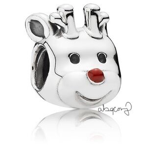 EUC Pandora 791781EN39 Sterling Silver Red Enamel Nosed Reindeer Christmas Bead